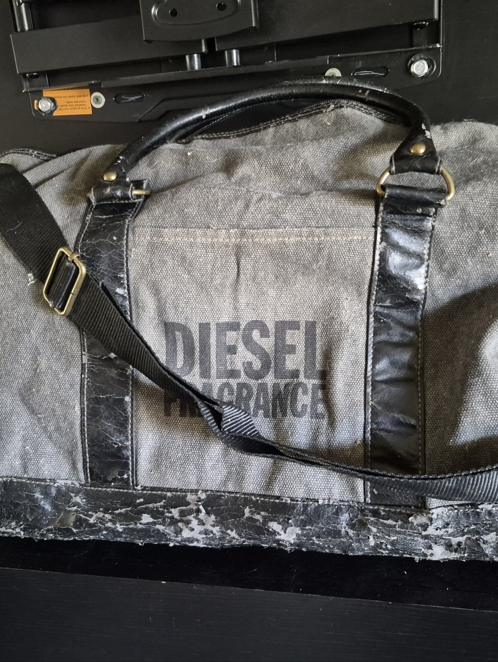 Diesel Gray Canvas Duffel with Black Trim and Straps